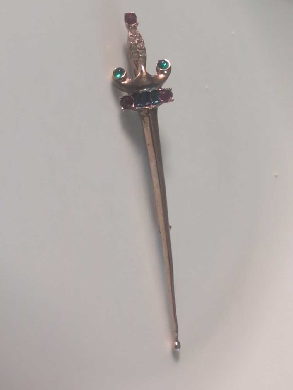 Vtg Coro Sterling Sword Brooch Pin Gold Vermeil